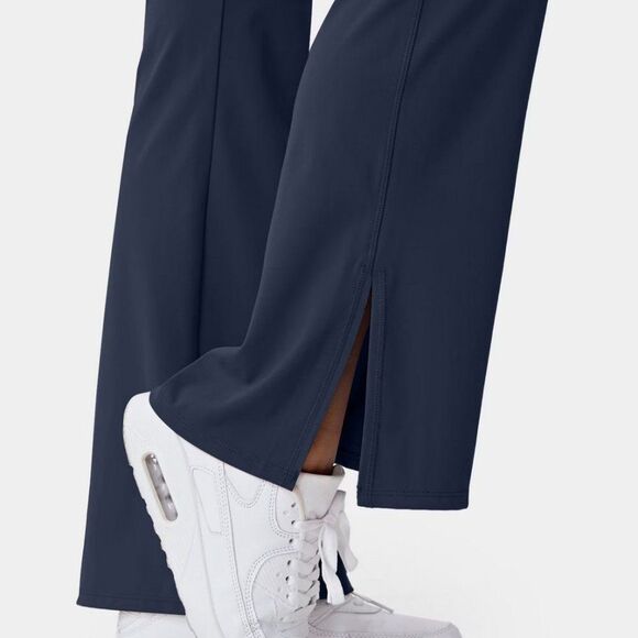 Halara Blue Crossover Waist Front Pocket Split Flare Leggings Size XS - Picture 8 of 11